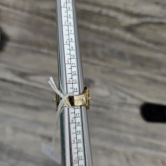 Vintage Gold Tone Multi Row CZ Diamond Cluster Chunky Wide Statement Ring - Picture 8 of 10